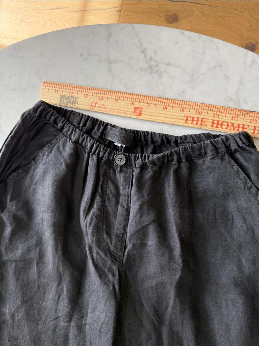 CP Shades Black Linen Wide Leg Pants Size M Elastic Waist - Picture 5 of 5